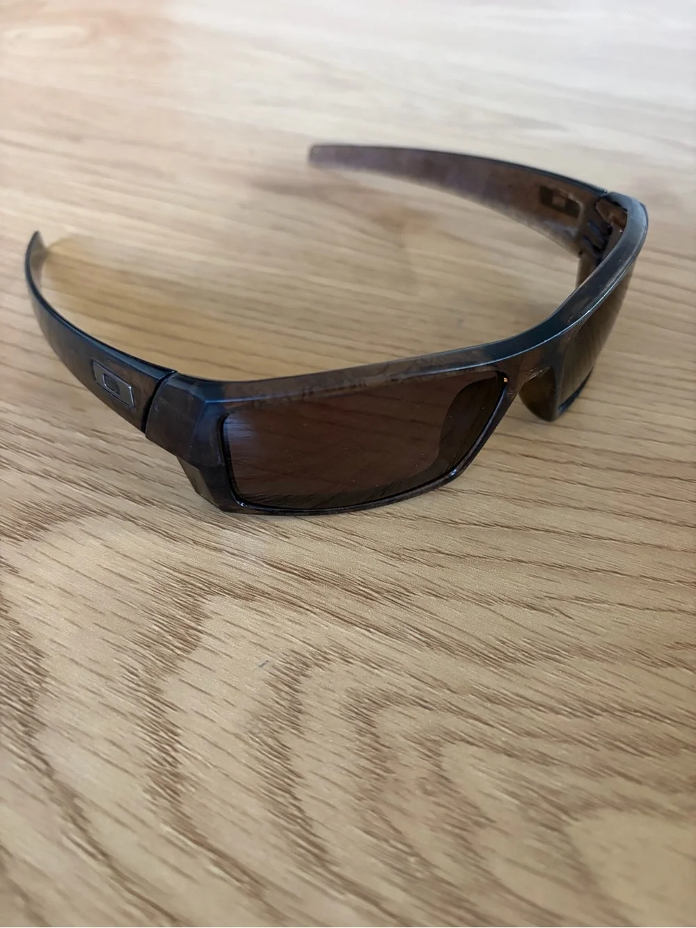 Oakley Gascan S Patterned Vintage Brown Sport Wrap Sunglasses Made in USA